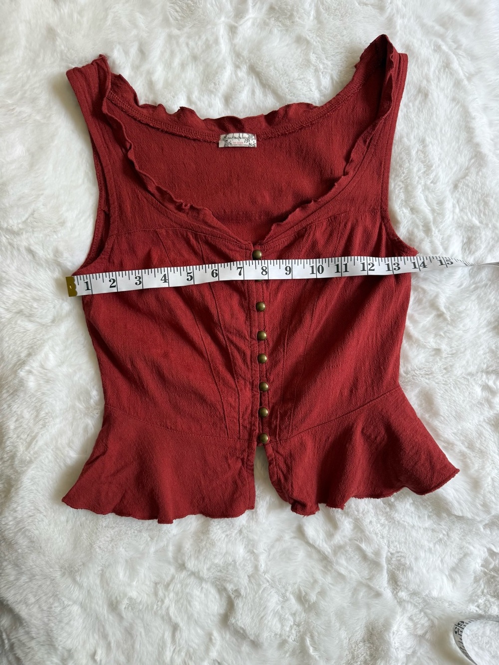 Intimately Free People Rust Red Peplum Tank Top Boho Cottagecore XS - Picture 4 of 9